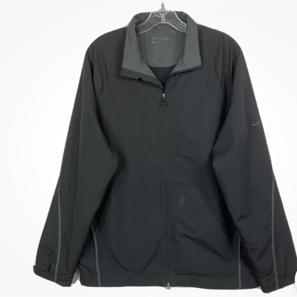 Nike Golf Jacket Mens Sz large Black Soft Shell Full Zip